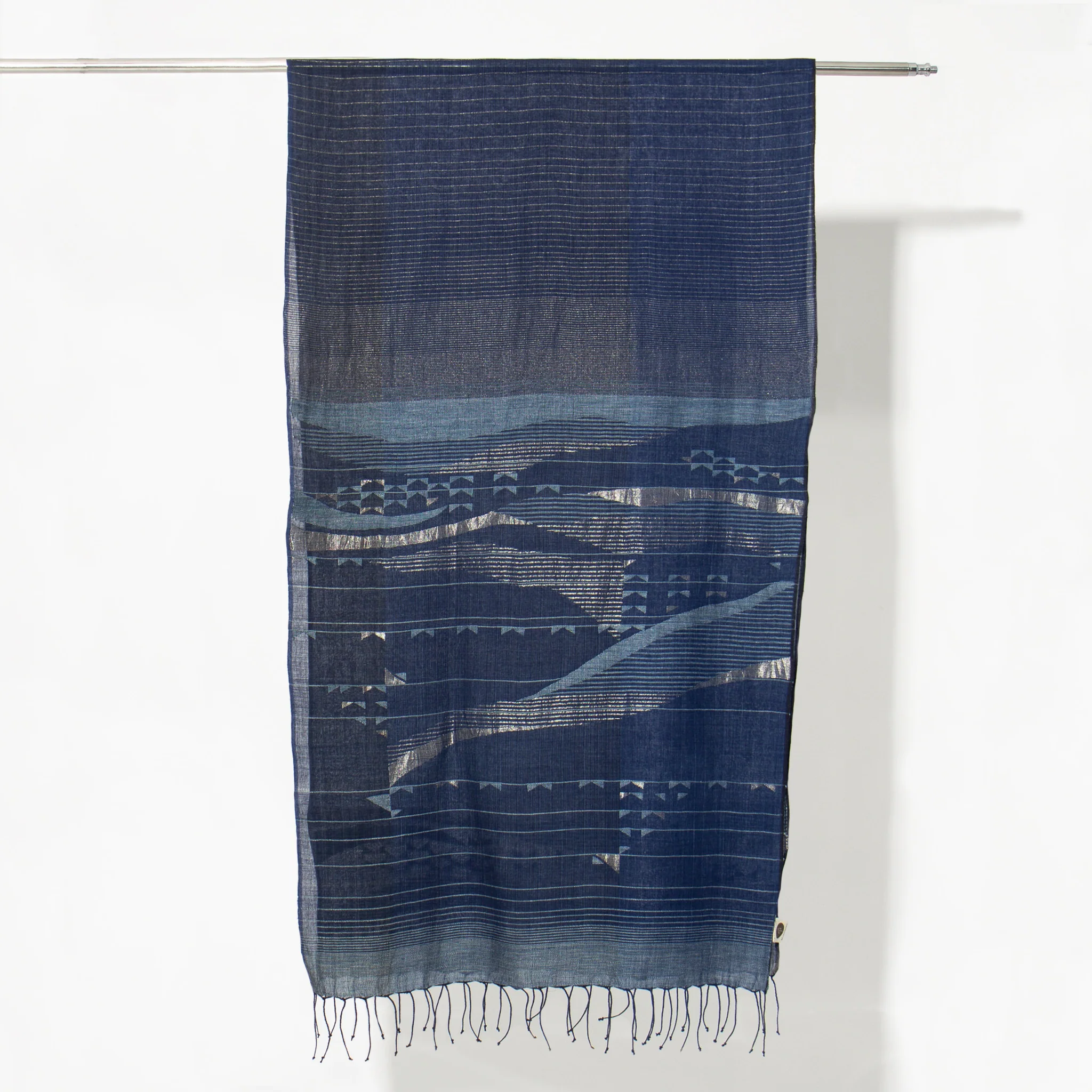 India, Karomi Crafts & Textile, Waves Reef Indigo Stole