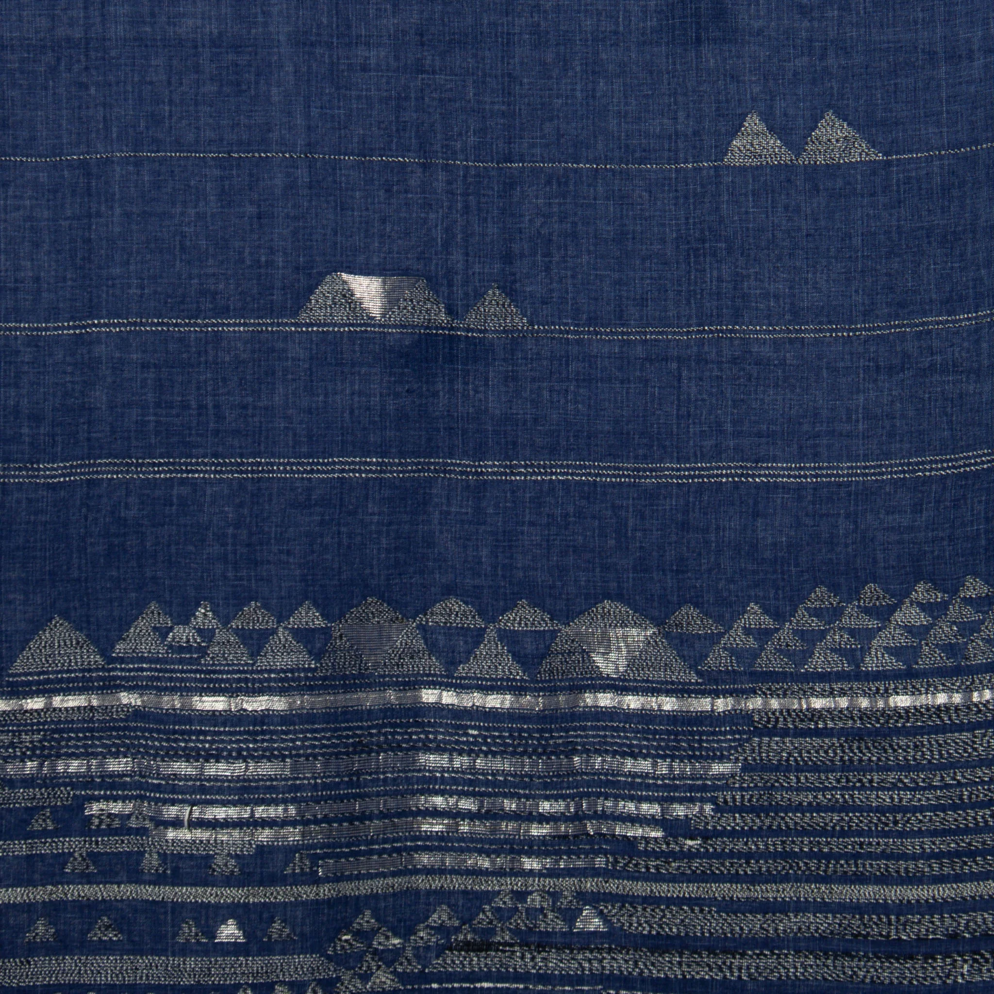 India, Karomi Crafts & Textile, Waves Reef Indigo Stole - Image 3