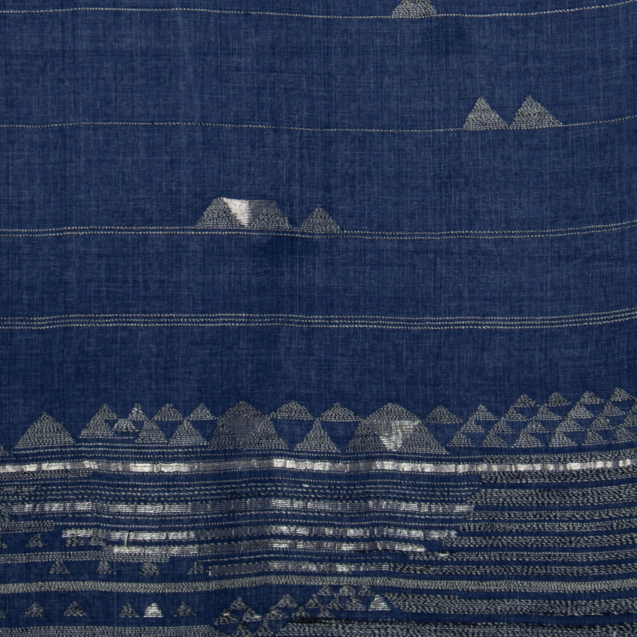 India, Karomi Crafts & Textile, Waves Horizon Indigo Stole - Image 4